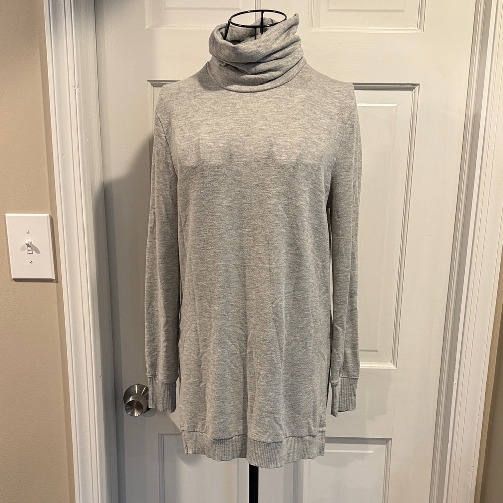 Gray Long Turtleneck Sweater